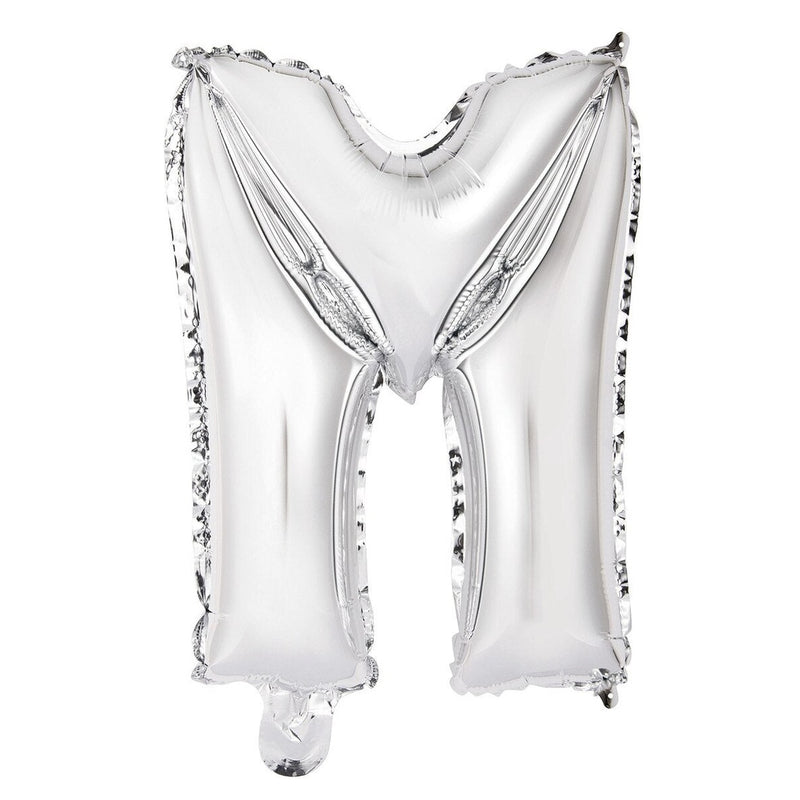 Silver Letter M Foil Balloon - 35cm