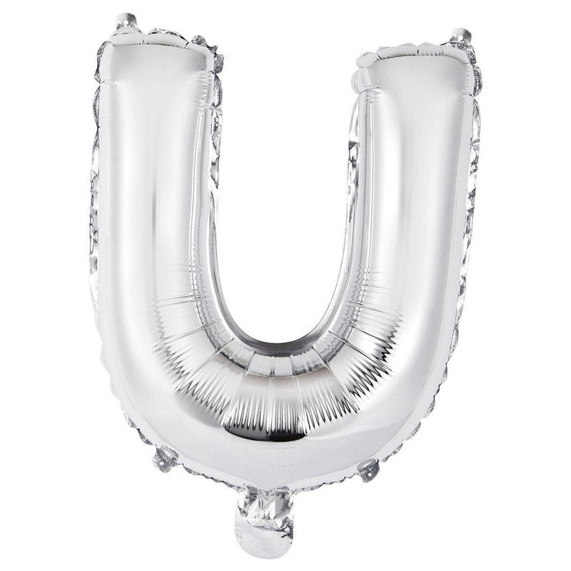Silver Letter U Foil Balloon - 35cm