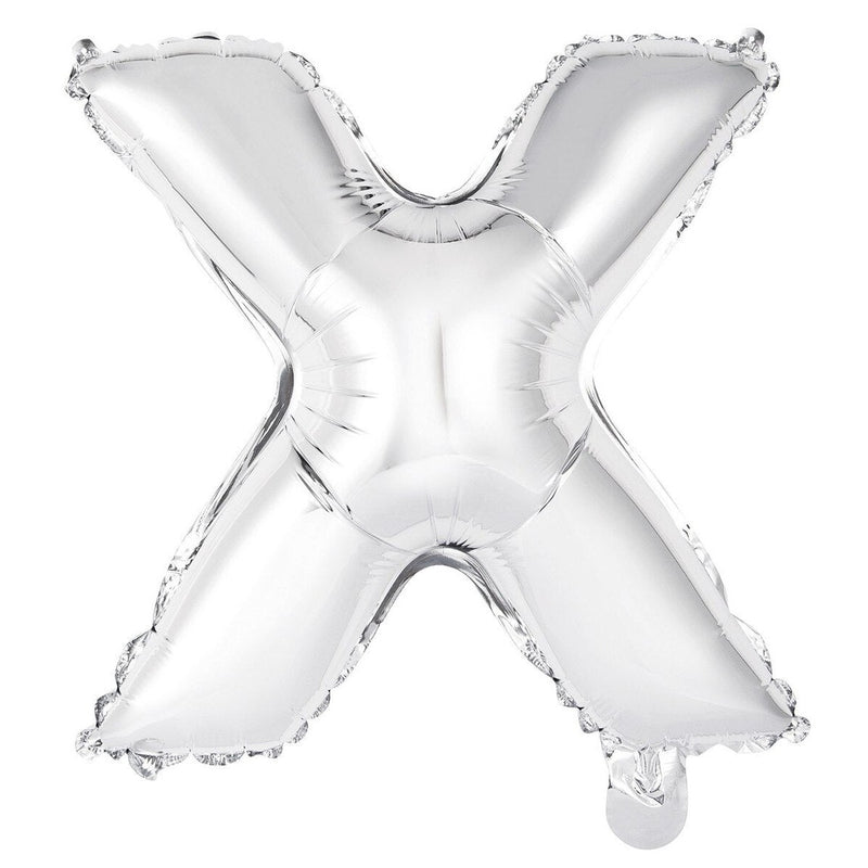 Silver Letter X Foil Balloon - 35cm