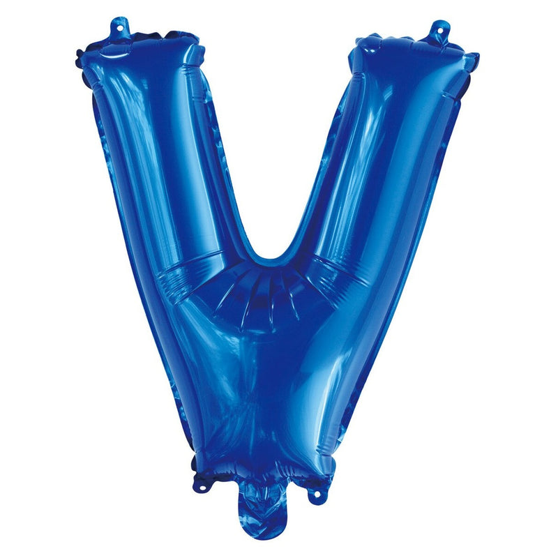 Blue Letter V Foil Balloon - 35cm
