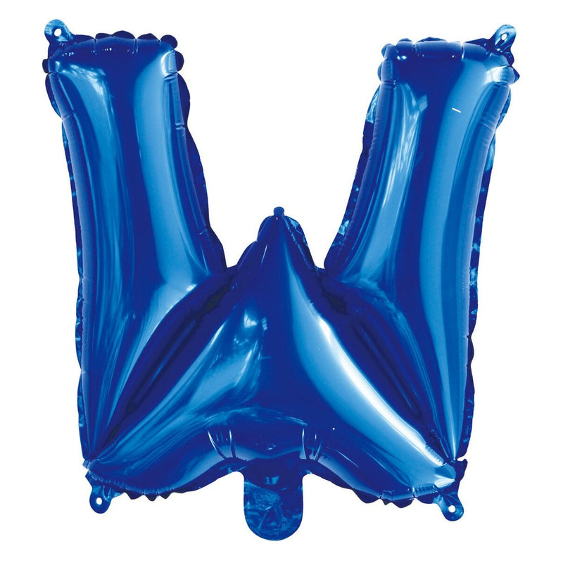 Blue Letter W Foil Balloon - 35cm