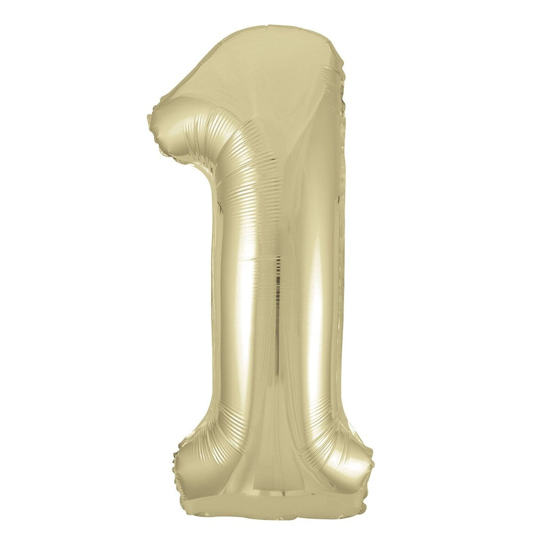 Number 1 Champagne Gold Satin Foil Balloon-86cm