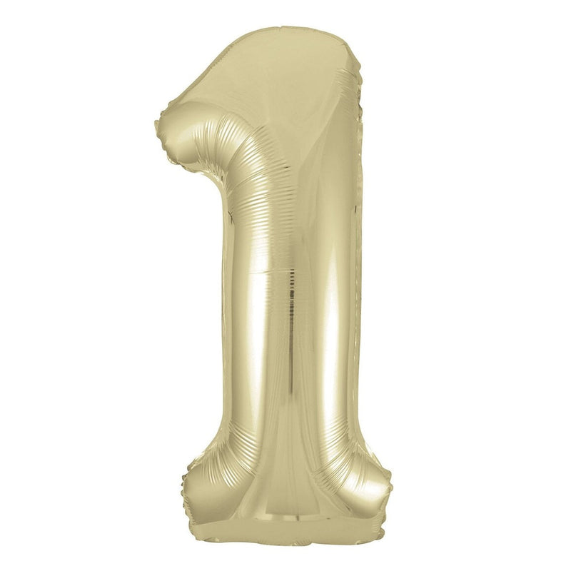 Number 1 Champagne Gold Satin Foil Balloon-86cm