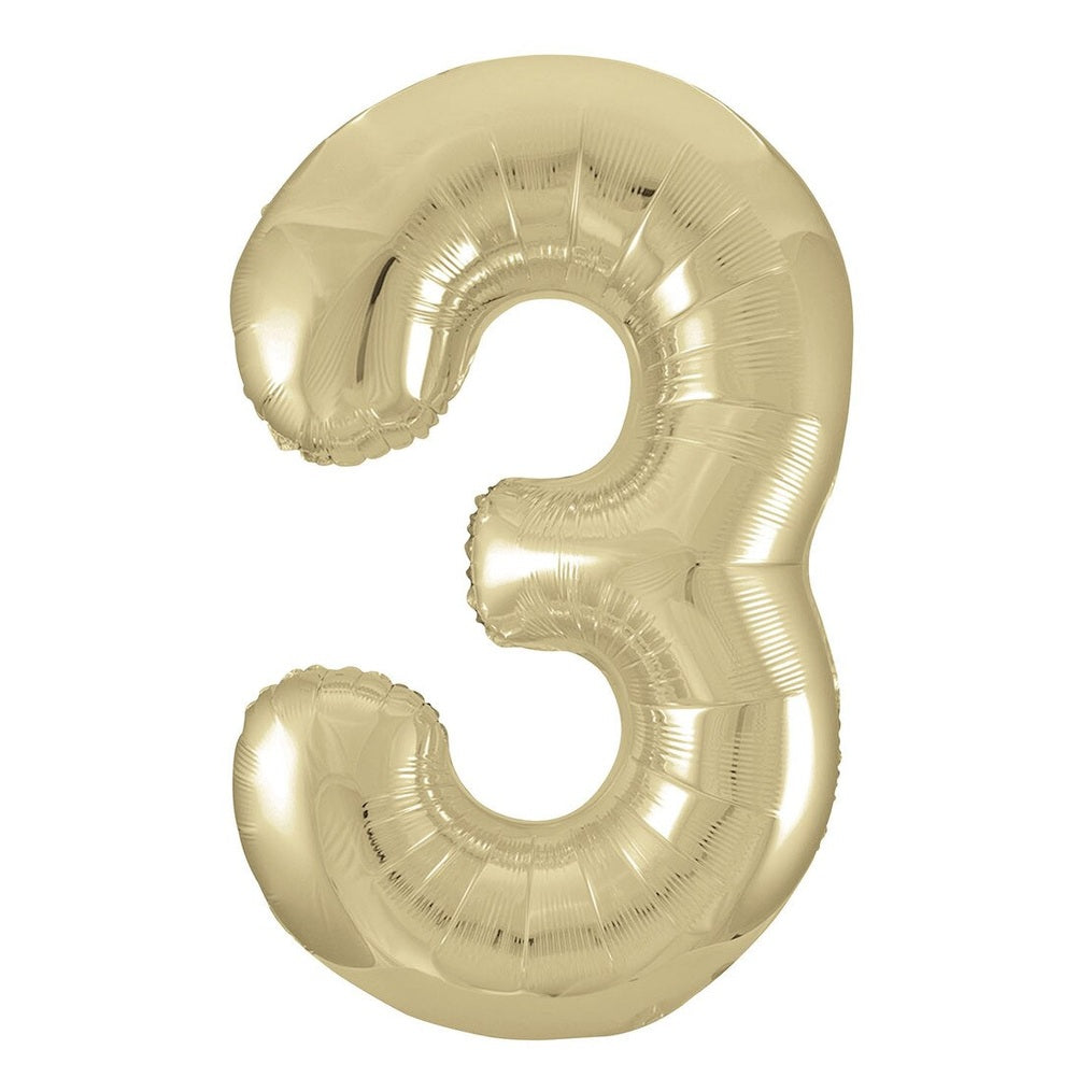 Number 3 Champagne Gold Giant Foil Balloon-86cm
