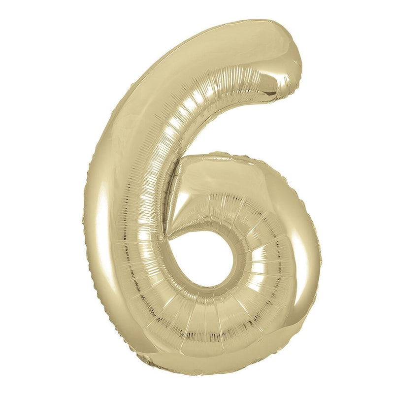 Number 6 Champagne Gold Giant Foil Balloon-86cm