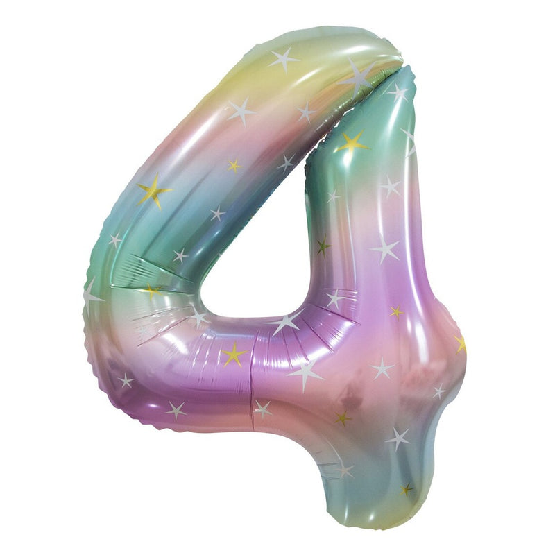 Number 4 Pastel Rainbow Foil Balloon-86cm