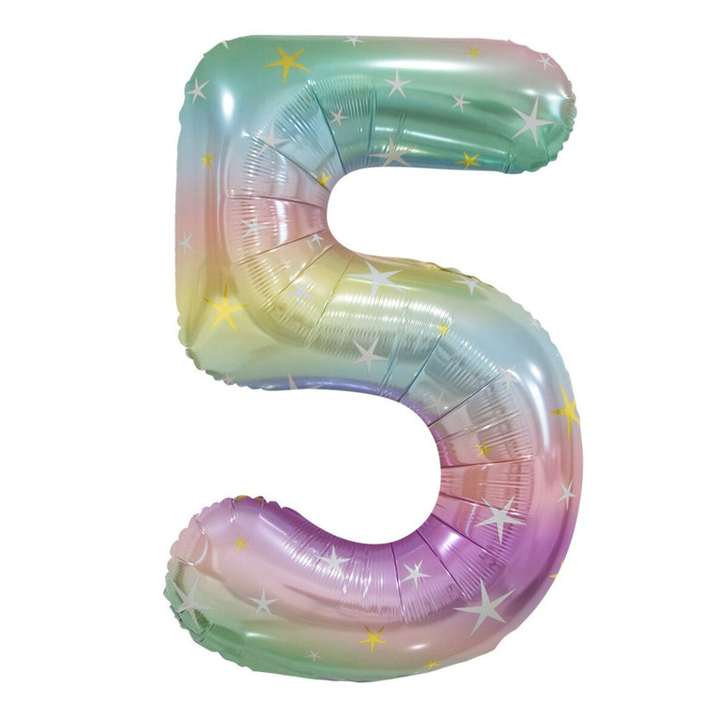 Number 5 Pastel Rainbow Foil Balloon-86cm