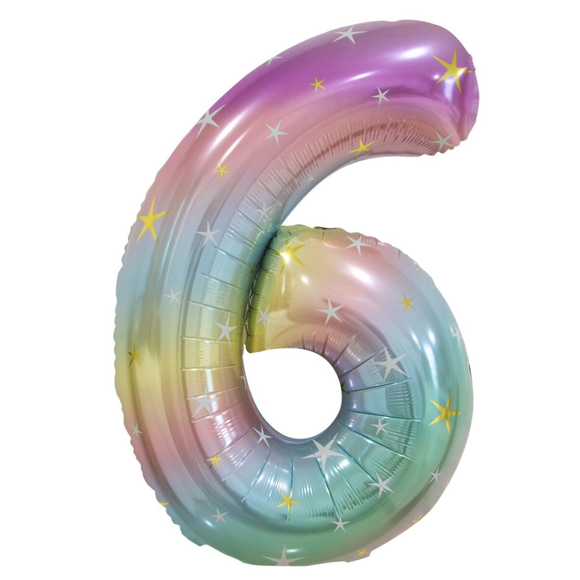Number 6 Pastel Rainbow Foil Balloon-86cm