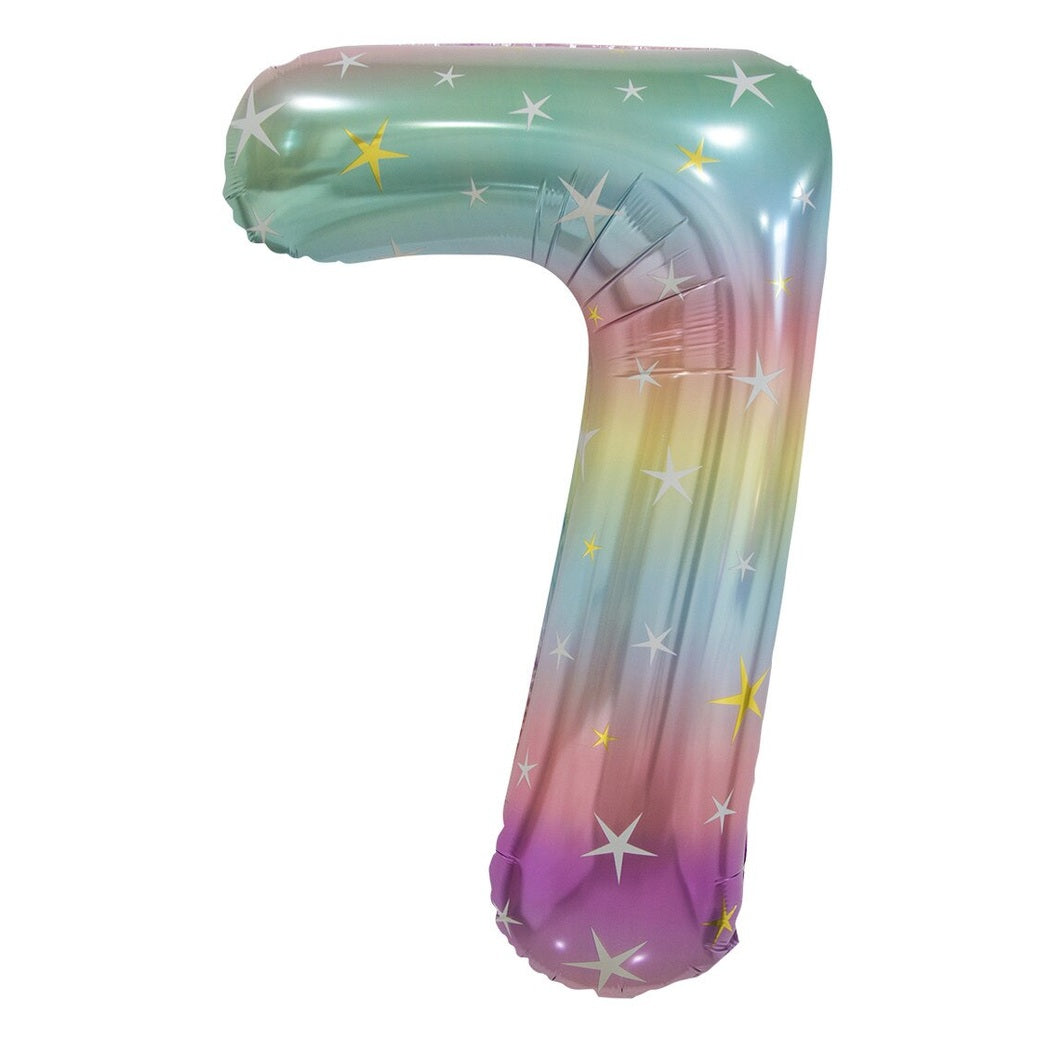 Number 7 Pastel Rainbow Foil Balloon-86cm