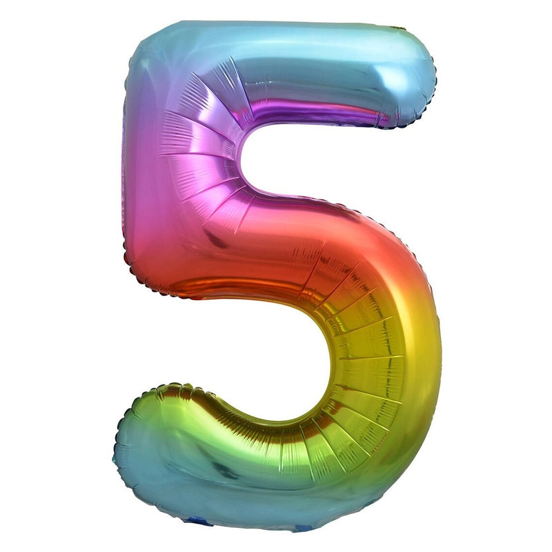 Number 5 Rainbow Foil Balloon-86cm