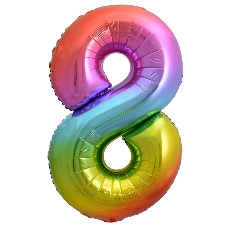 Number 8 Rainbow Foil Balloon-86cm