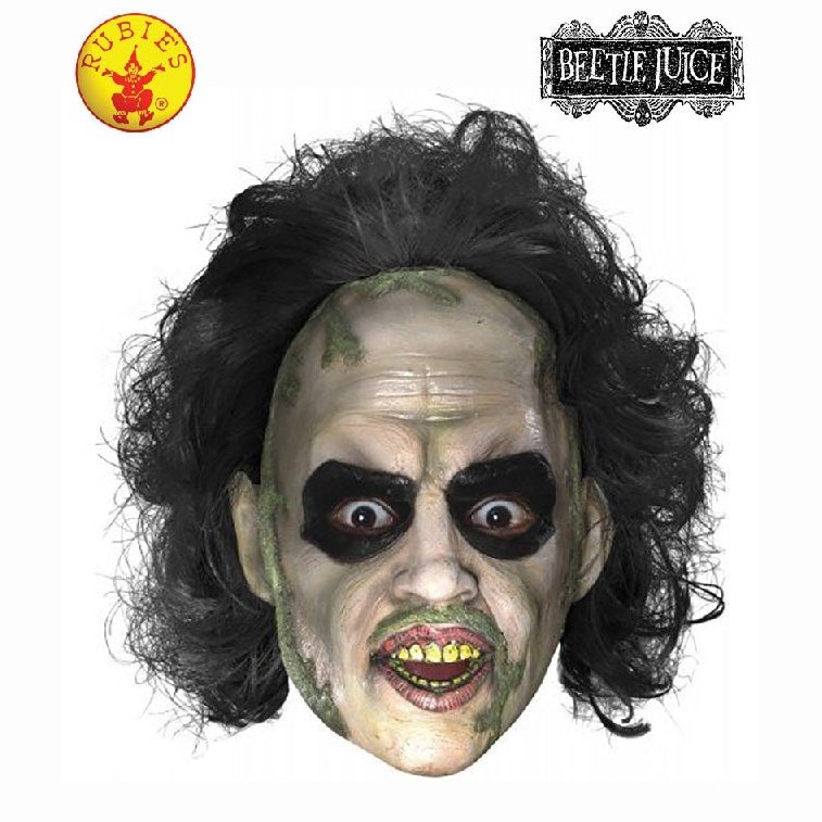 A detailed 3/4 vinyl mask with hair, inspired by Beetlejuice character