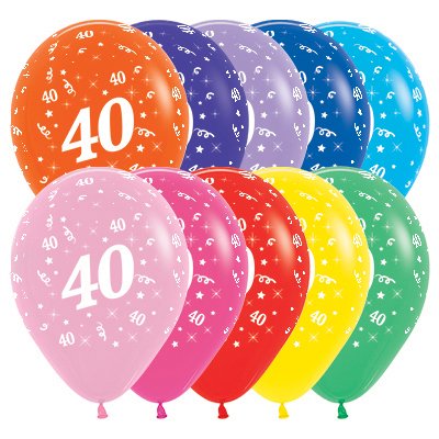 Age 40 Fashion Assorted 30cm Latex Balloons