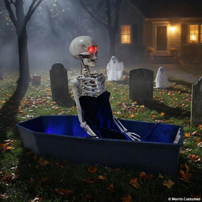 47" Animated Light-Up Rising Skeleton in Coffin