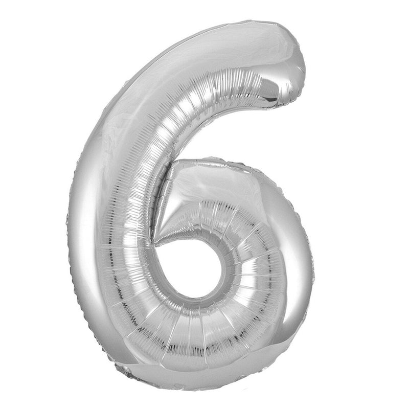 Number 6 Silver Foil Balloon-86cm