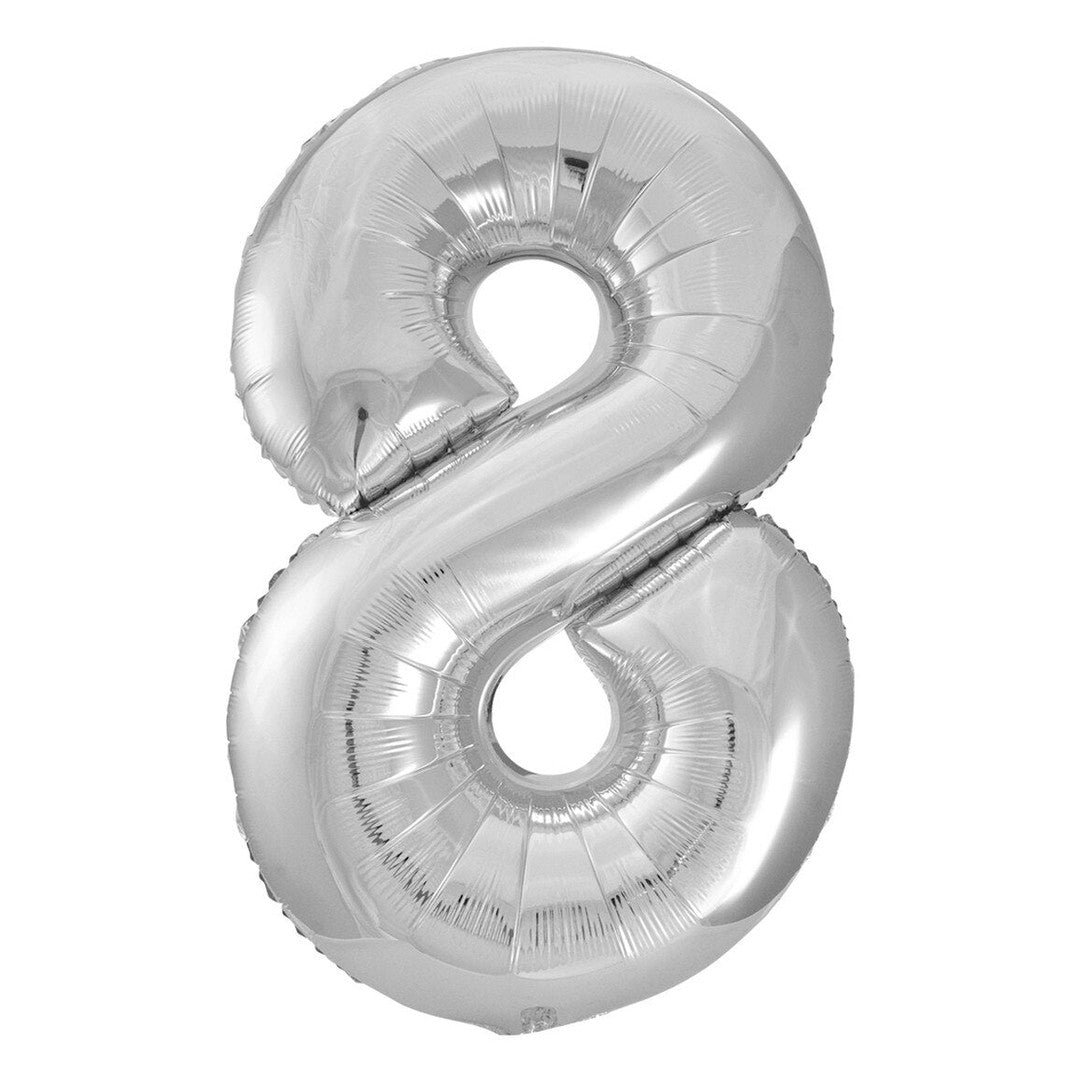 Number 8 Silver Foil Balloon-86cm