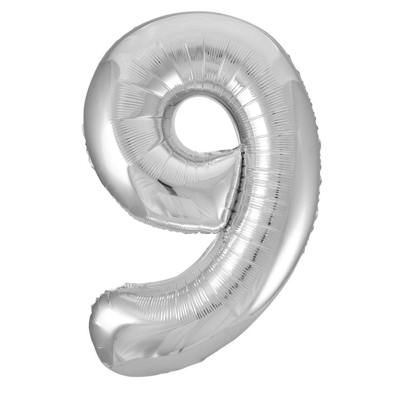 Number 9 Silver Foil Balloon-86cm