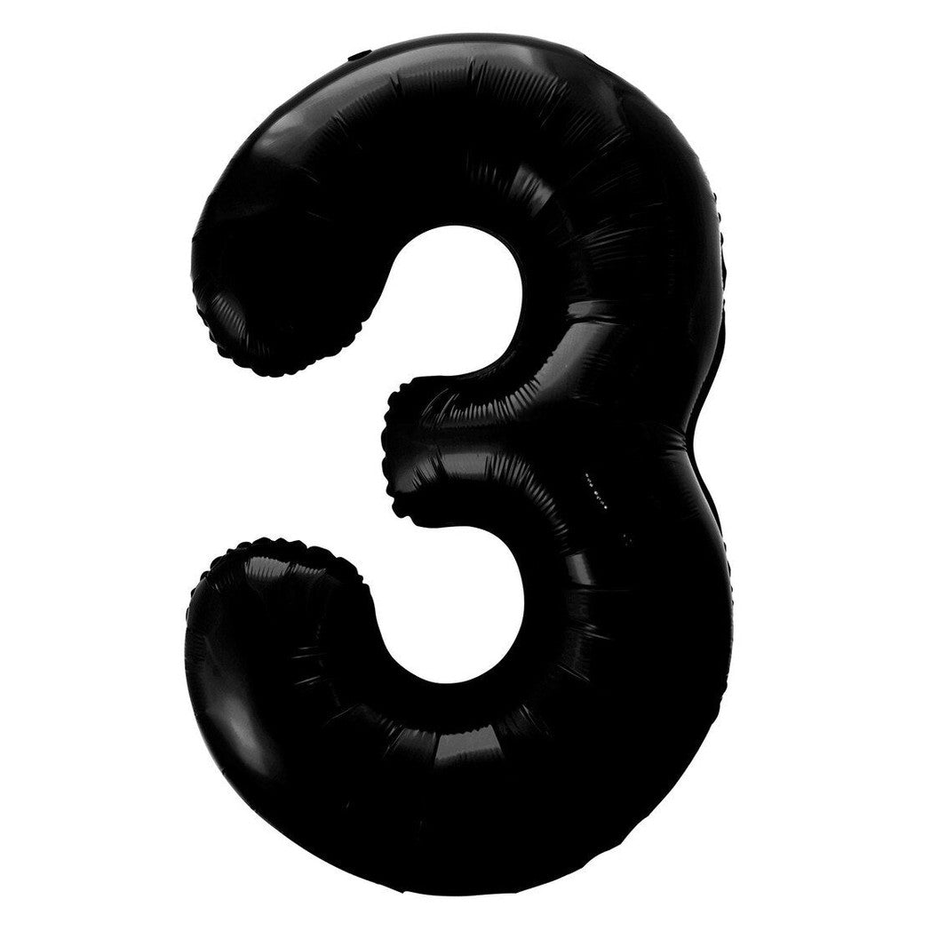 Number 3 Black Foil Balloon-86cm