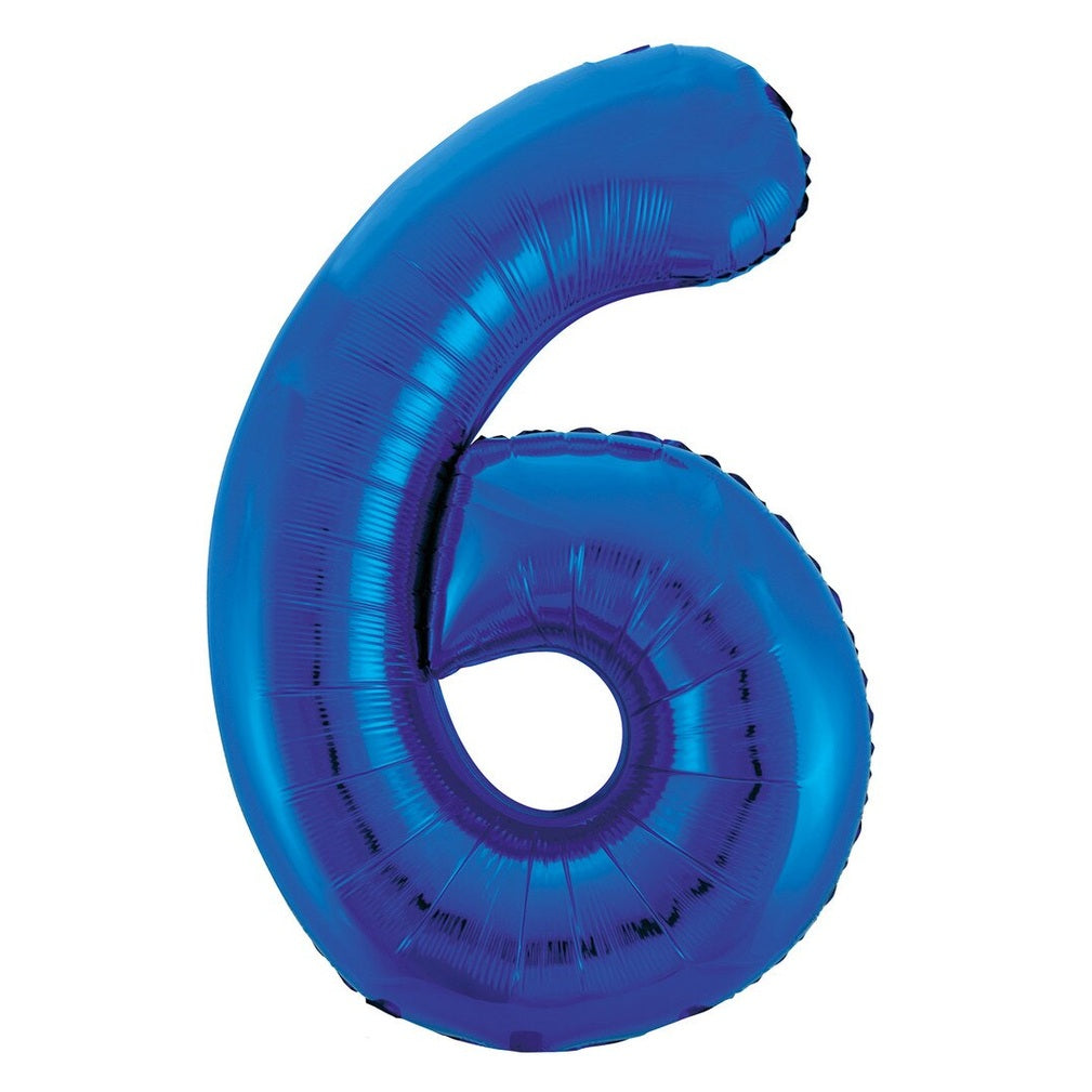 Number 6 Blue Foil Balloon-86cm