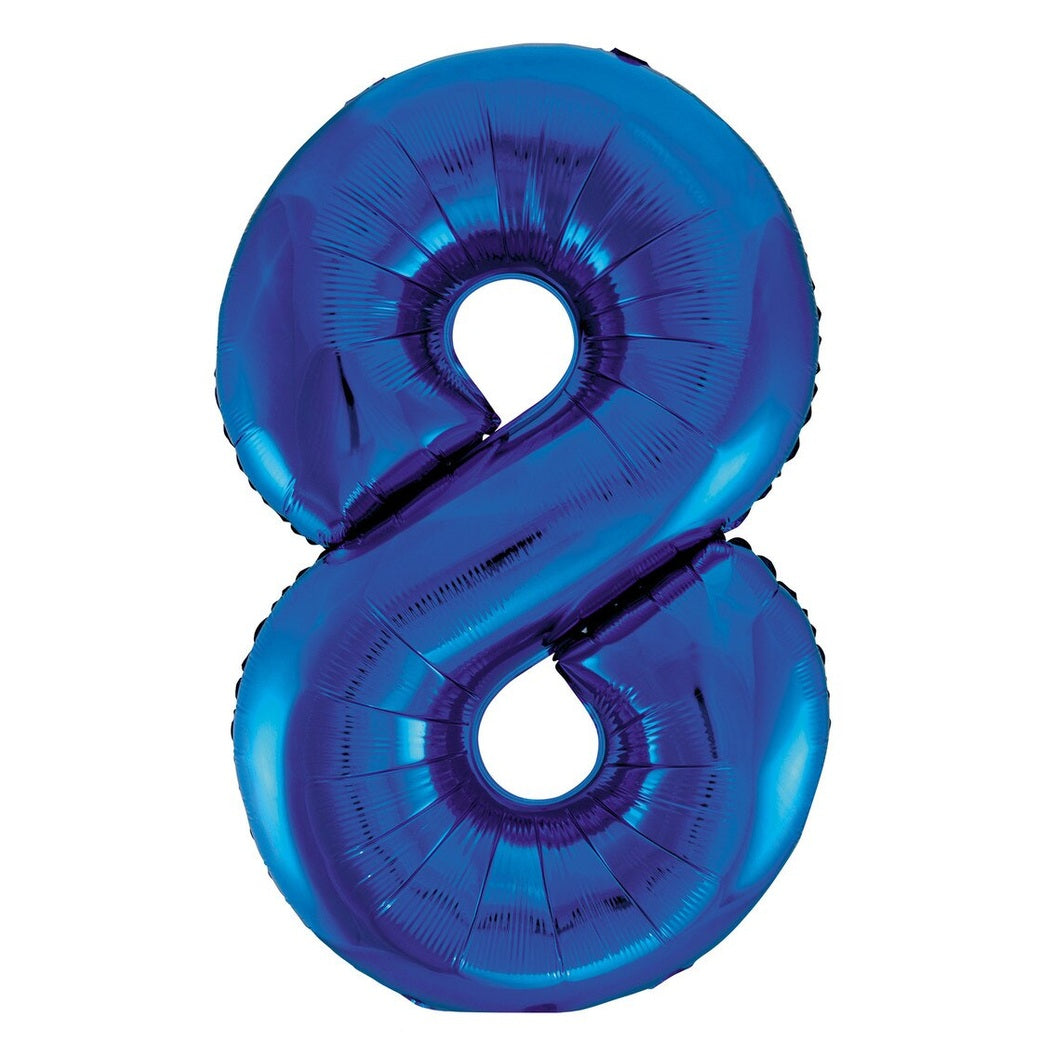 Number 8 Blue Foil Balloon-86cm