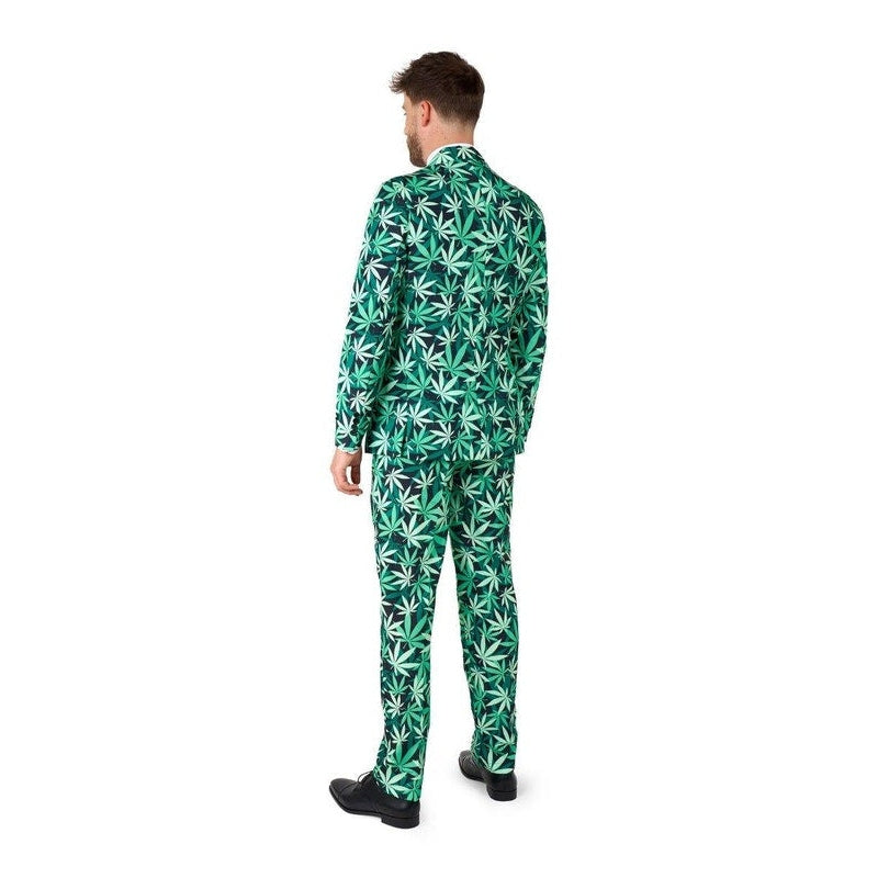 Stylish and trendy suit for men featuring cannabis leaf pattern