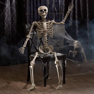 Realistic 5 Foot Life-Size Posable Skeleton Halloween Decoration for Spooky Display