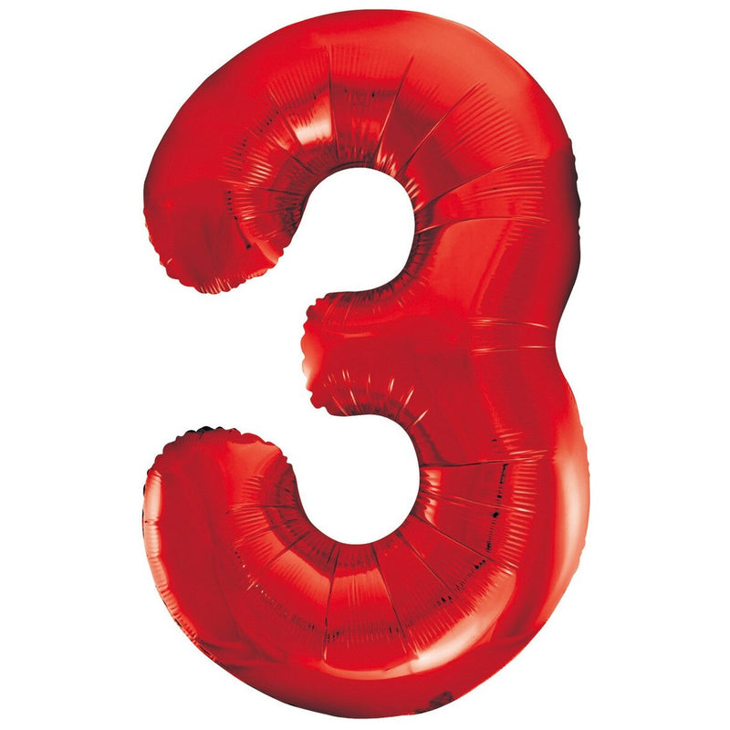 Number 3 Red Foil Balloon-86cm