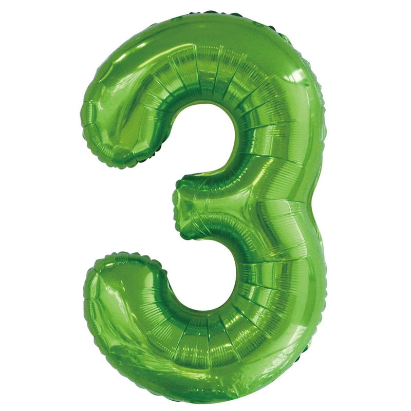 Number 3 Green Foil Balloon-86cm