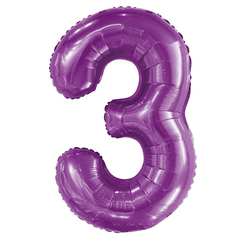 Number 3 Purple Foil Balloon-86cm