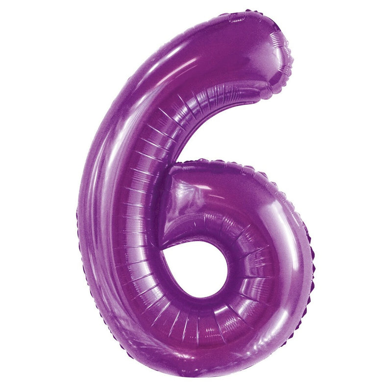 Number 6 Purple Foil Balloon-86cm