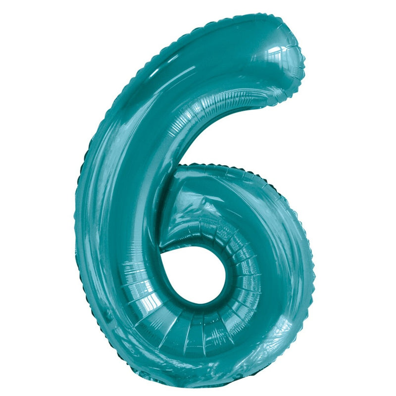 Number 6 Teal Foil Balloon-86cm