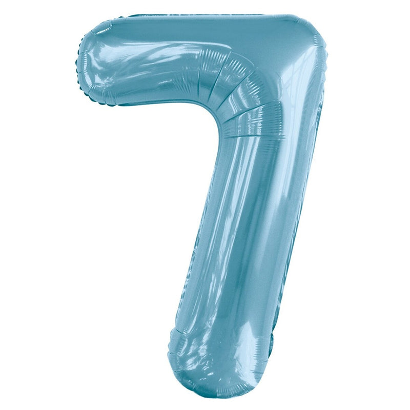 Number 7 Light Blue Foil Balloon-86cm