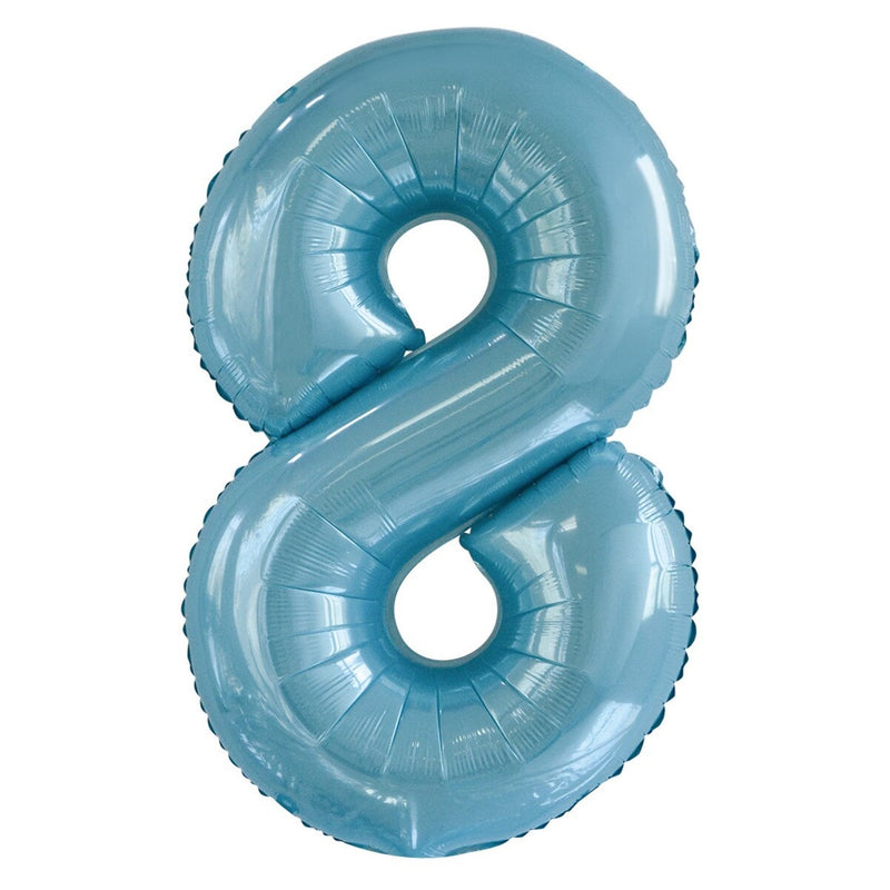 Number 8 Light Blue Foil Balloon-86cm
