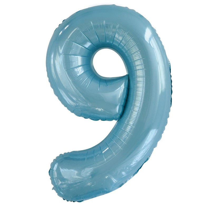 Number 9 Light Blue Foil Balloon-86cm