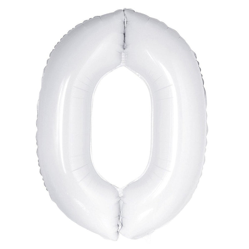 Number 0 White Foil Balloon – 86cm