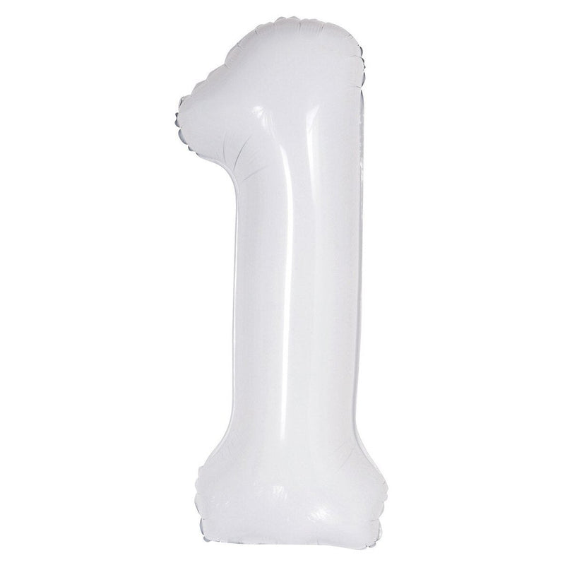 Number 1 White Foil Balloon – 86cm