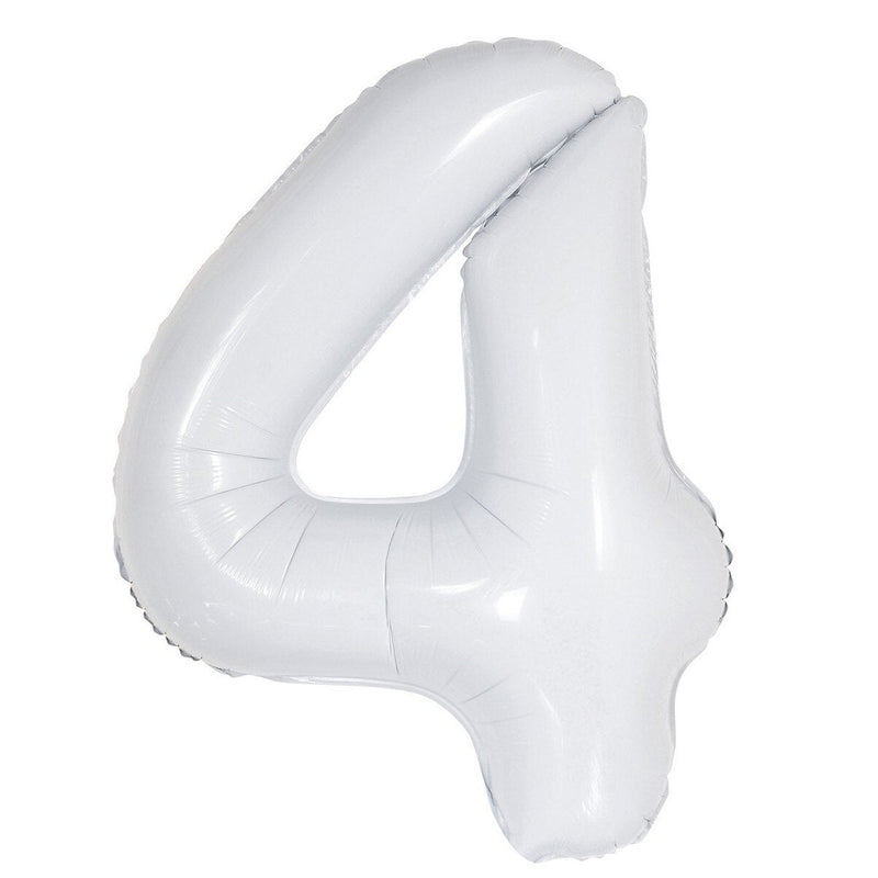 Number 4 White Foil Balloon – 86cm