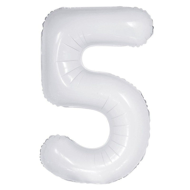 Number 5 White Foil Balloon – 86cm