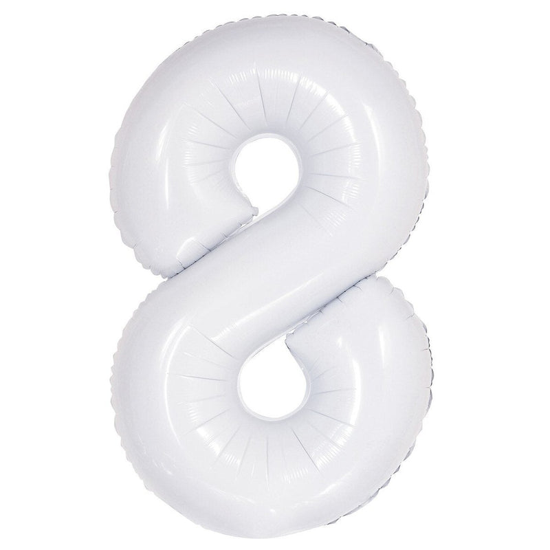Number 8 White Foil Balloon – 86cm
