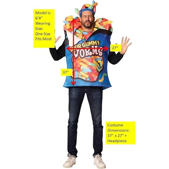 Gummy Worms Bag of Candy Adult Costume Tunic