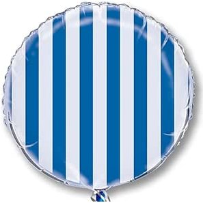 Blue Striped Round Foil Balloon 45cm