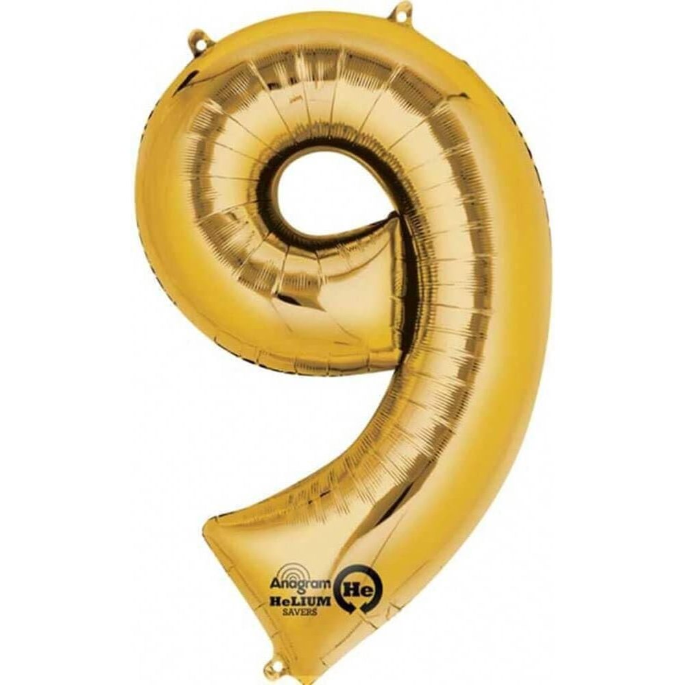 Gold Number 9 Foil Balloon 86cm