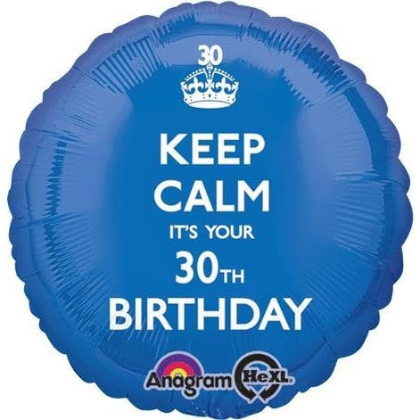 Keep Calm It's Your 30th Birthday Round Foil Balloon