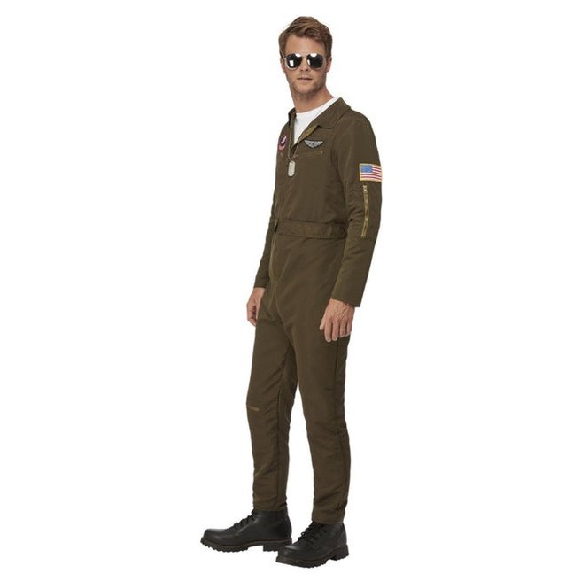 Top Gun Maverick Men's Aviator Costume, Green.