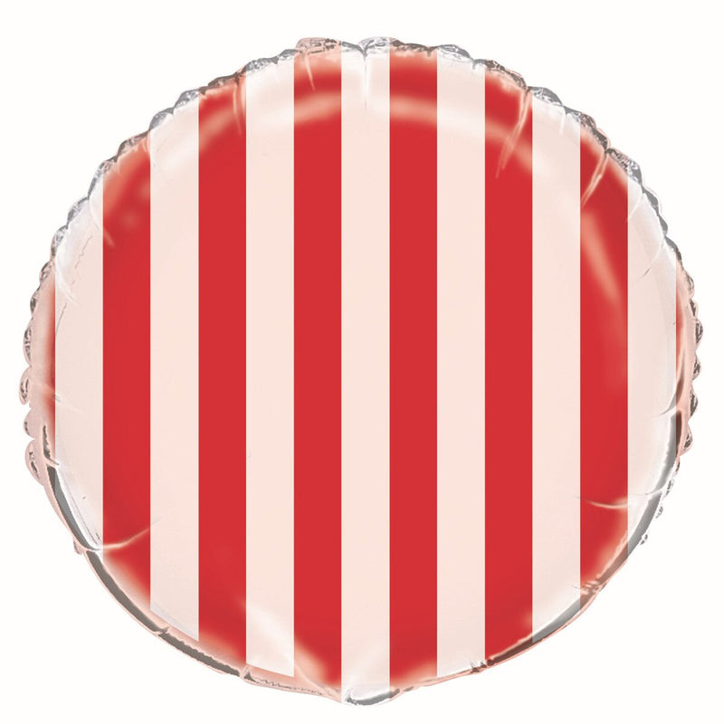 Red Striped Round Foil Balloon 45cm