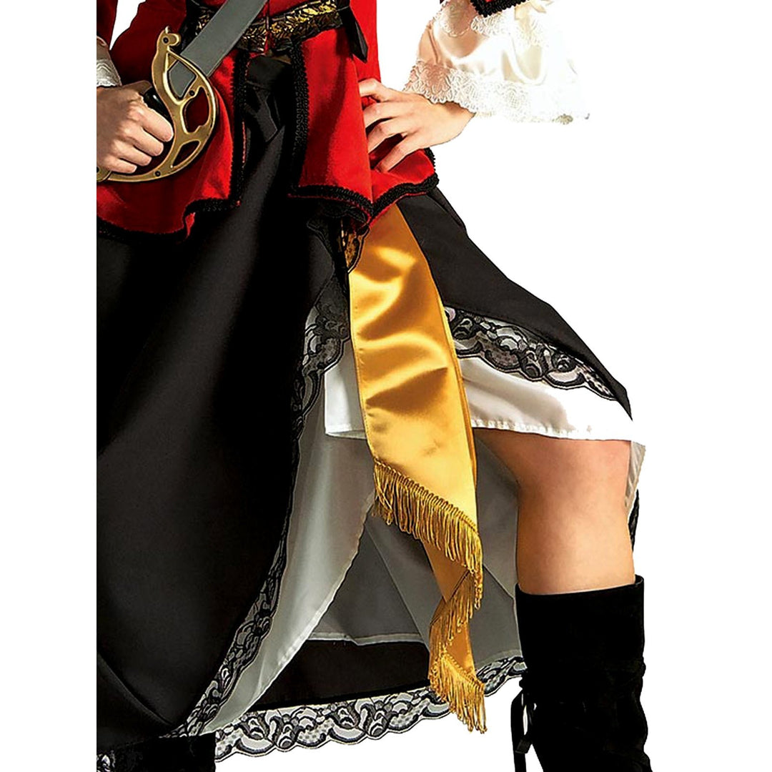  Pirate Queen Collector's Edition Size Small - Side View highlighting the elegant ruffled sleeves and gold trim accents
