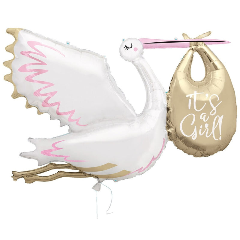 It's a Girl! Stork & Bundle Supershape Foil Balloon 86cm