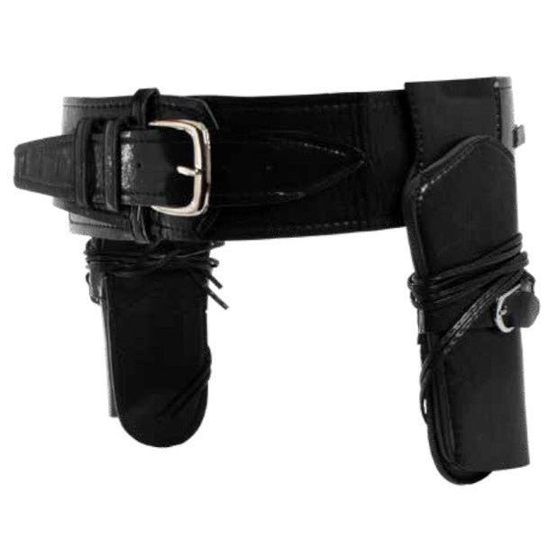 Faux Leather Black Double Cowboy Holster