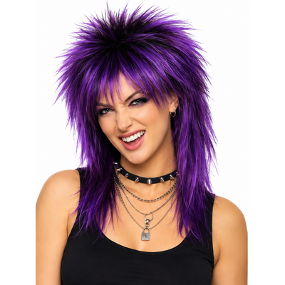Purple Punker Costume Wig