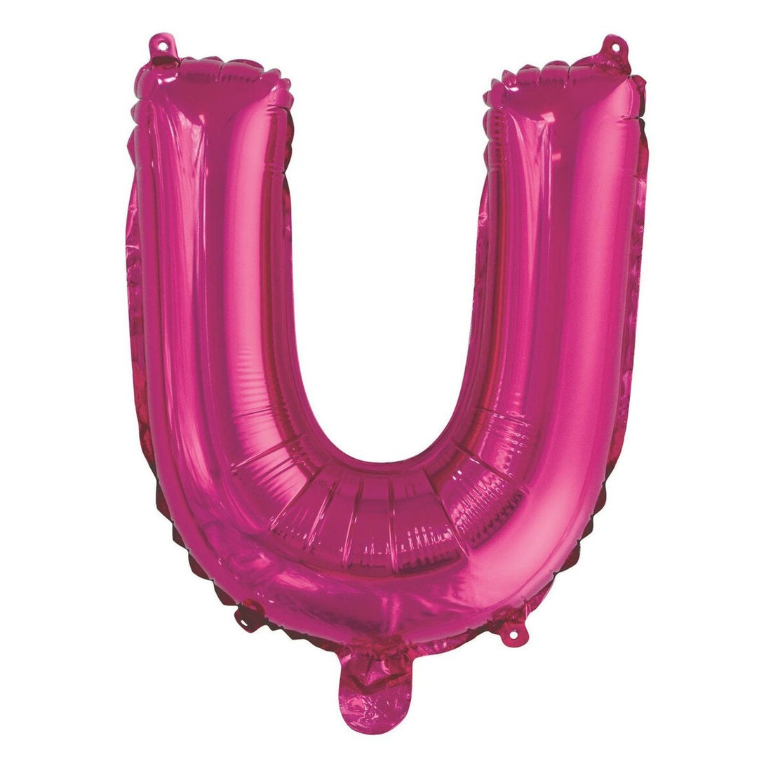 Hot Pink Letter U Foil Balloon-35cm